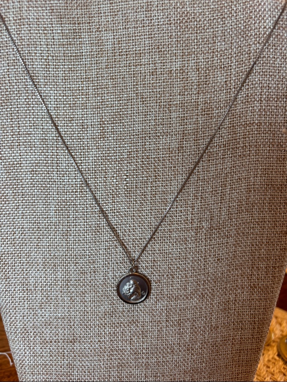 Sterling Silver Saint Anthony Medallion Pendant Necklace - Silver